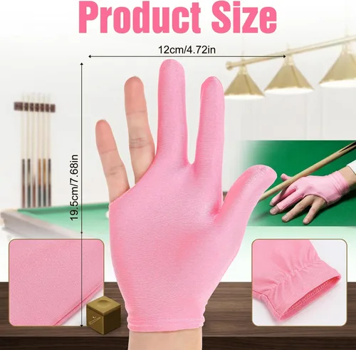 Vista 2 de 8 guantes de billar para billar, varios colores, guantes de billar de tres