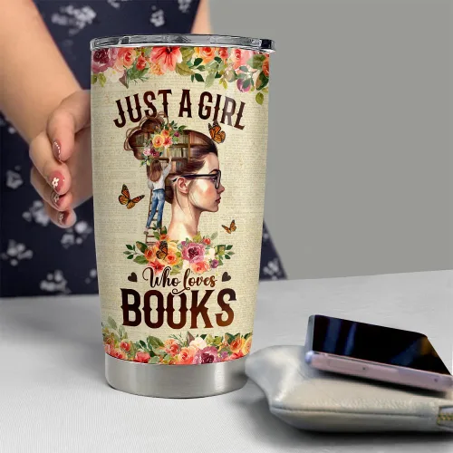 Vista 6 de SANDJEST Vaso Tumbler de Libros 20oz Just A Girl Who Loves Books Tumblers Taza de Viaje para Café Regalos para Amantes de los Libros para Mujeres