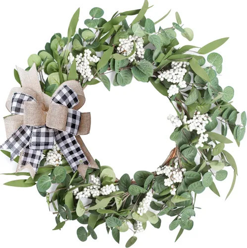 Vista 8 de Corona de otoño de 22 a 24 pulgadas para decoración de puerta delantera del hogar Marrón