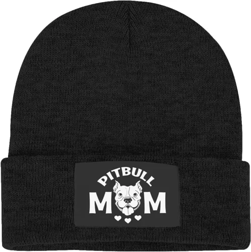 Vista 3 de V LONVOY Pitbull Mom - Gorro de punto de invierno para hombres y mujeres, gorro de punto acanalado para uso diario, color negro, Negro