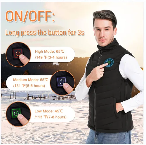 Vista 3 de NUNEWARES Heated VestUSB Charging Lightweight Heated JacketHeating Clothing for Men WomenOutdoor