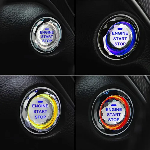 Vista 6 de Cubierta de botón de arranque/parada de encendido del motor del coche, adhesivo decorativo de anillo de botón de encendido del coche, cubierta