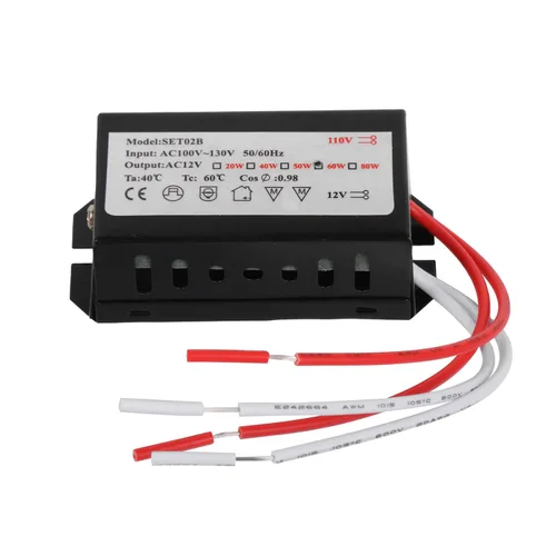 Vista 9 de 40W Electronic Transformer, 120V/110V AC Input to 12V AC Output Step Down Halogen Transformer for 12V Under Cabinet Track Lights, Halogen Lamps