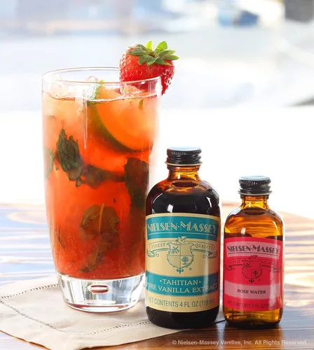 Vista 3 de Nielsen-Massey Agua de rosas para hornear, cocinar y bebidas, botella de 2 onzas