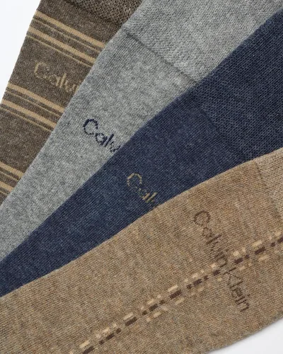 Vista 5 de Calvin Klein Calcetines de vestir para hombre - Calcetines de mezcla de algodón patrones y sólidos (paquete de 4)