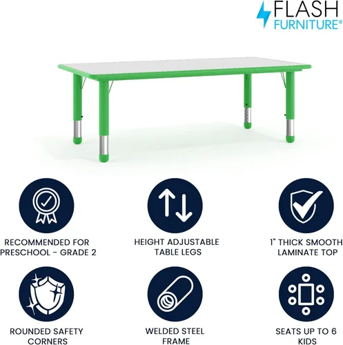 Vista 3 de Flash Furniture Mesa de actividades de plástico para niños de 47.25 x 23.6 Verde