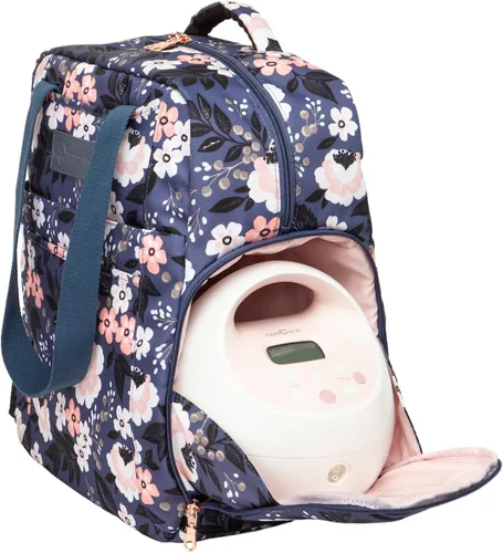 Vista 10 de Bolsa Kelly con extractor de leche Sarah Wells, color blanco y negro