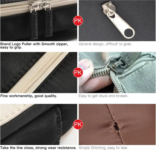 Vista 5 de QIANPA - Estuche organizador pequeño con cremallera, bolsa ligera estética, bolsa negra para hombres y mujeres