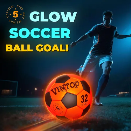 Vista 4 de VINTOP Balón de fútbol iluminado para niños que brilla en la oscuridad, no 5 con bomba, deportes y actividades al aire libre con luz LED, ideas