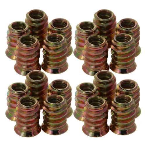 Vista 9 de MroMax 20 piezas de insertos de tuerca para muebles M6x10mm, acero al carbono, zincado, hexagonal interno, tornillo con brida, insertos de madera