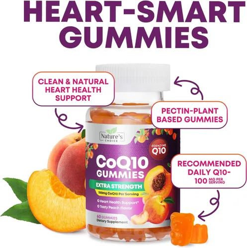 Vista 6 de Gomitas CoQ10 para adultos – Coenzima Q10 100 mg por porción – 3 veces más fuerza, suplemento antioxidante de alta absorción para apoyo a la salud