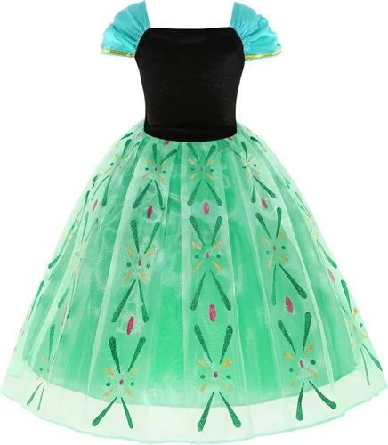 Vista 3 de Princess Costume for Girls Green Dress Up with Accessories for Toddler Cosplay Christmas Birthday Party