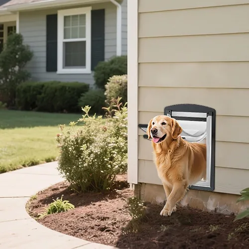 Vista 2 de Puerta de perro de pie libre para pared, marco de acero puerta grande del perro