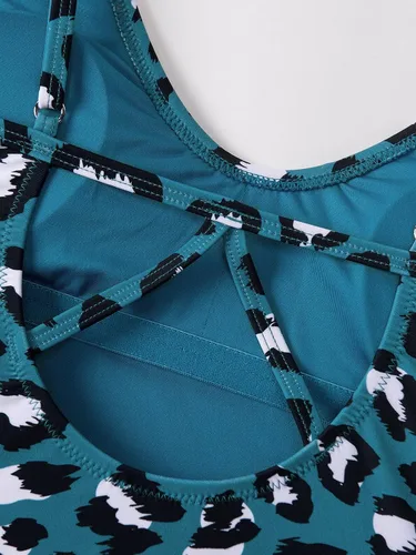 Vista 7 de CUPSHE Traje de baño de una pieza con cuello en V y estampado de leopardo para mujer