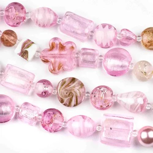 Vista 9 de Cherry Blossom Beads Cuentas mixtas hechas a mano de cristal de lámpara aguamarina y naranja, 4 hebras surtidas de 8 pulgadas Mezcla Aqua y Naranja