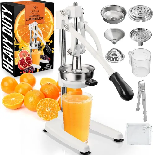 Vista 40 de Zulay Kitchen - Exprimidor de hierro fundido, exprimidor manual naranja, prensa de cítricos, color negro 01 - negro