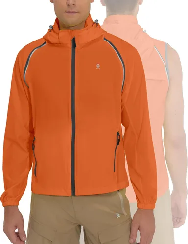 Vista 2 de Little Donkey Andy - Chaqueta de ciclismo extraíble para hombre Capucha desmontable-naranja