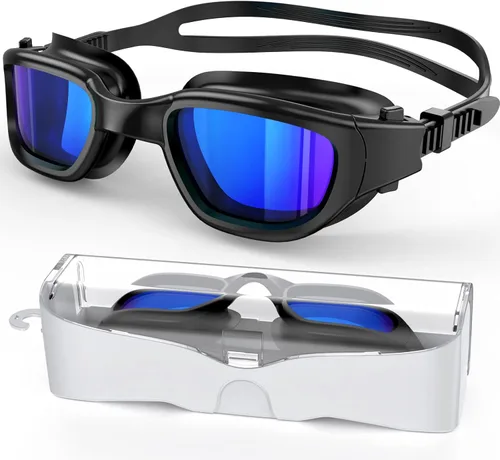 Vista 12 de Gafas de natación polarizadas, gafas de natación unisex para adultos, antivaho, anti UV, vista amplia, gafas de piscina para hombres y mujeres