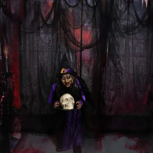 Vista 6 de Niurui Tela espeluznante negra de Halloween de 315 x 79 pulgadas, decoración espeluznante de Halloween para casas encantadas, suministros de fiesta