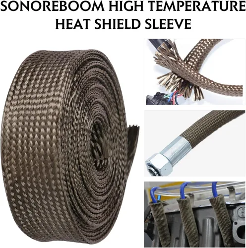 Vista 7 de Funda de protección térmica de alta temperatura – Línea de combustible para motor de automóvil, manguera de protección térmica, protector de cable