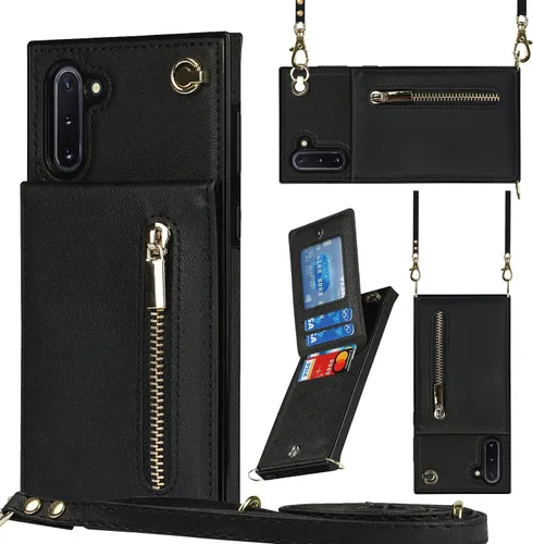 Vista 20 de Funda para teléfono Samsung Galaxy Note 9 con correa cruzada, tarjetero de cuero, ranuras de crédito, soporte magnético, accesorio para celular