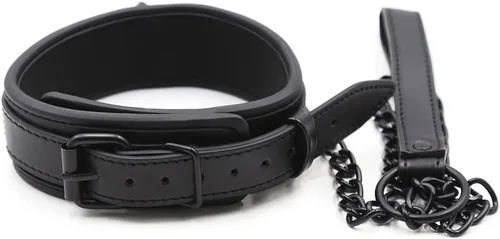Vista 2 de Collar punk de cuero para cuello con correa de cadena, accesorio de gargantillas de escenario para cosplay, Cuero, Sin gemas.