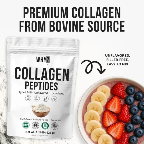 Vista 5 de Péptidos de colágeno bovino en polvo hidrolizados tipo I y III proteína, fuente criada en pastos alimentados con pasto, suplemento de colágeno sin