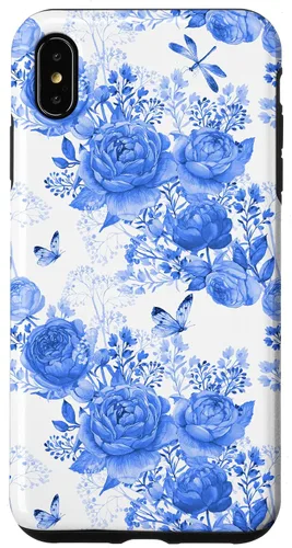 Vista 11 de Funda para iPhone 16 French Country Floral Azul Blanco Toile Grandmillennial Roses