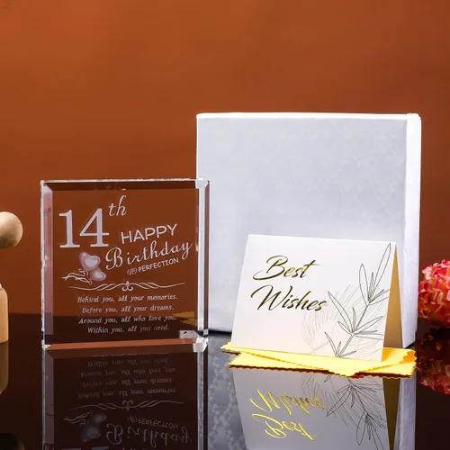 Vista 5 de Movdyka Ideas de regalo para niñas de 14 años, divertidos bloques de cristal grabados personalizados detrás de todos los recuerdos, regalos de feliz