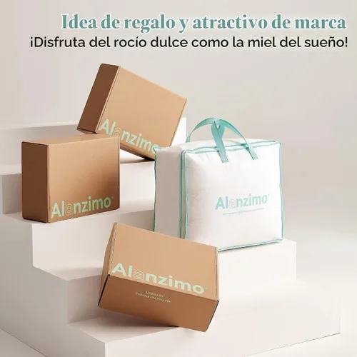 Vista 9 de Alanzimo Edredón de plumas de ganso blanco lujoso para todas las estaciones, inserto de duvet tamaño Queen - Calor medio, ultra suave, potencia