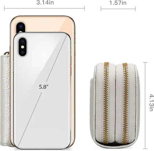 Vista 2 de GOIACII Cartera pequeña de cuero genuino para mujer, con bloqueo RFID para tarjetas de crédito