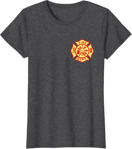 Vista 4 de Camiseta con logotipo de bomberos con símbolo de bombero, Negro