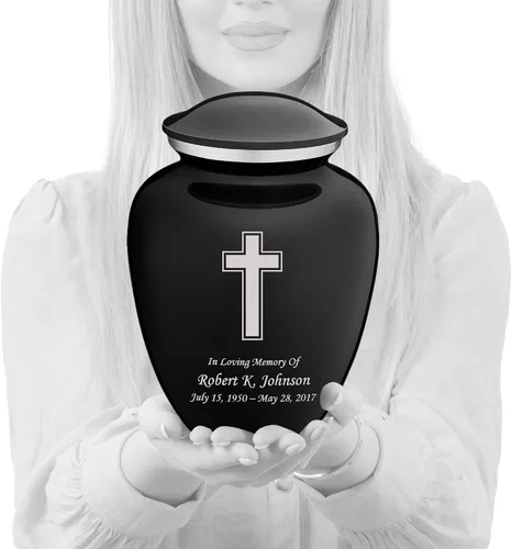 Vista 11 de Geturns Embrace - Urnas de cremación cruzadas personalizadas para adultos para cenizas humanas, urna funeraria grande negra para mujeres y hombres