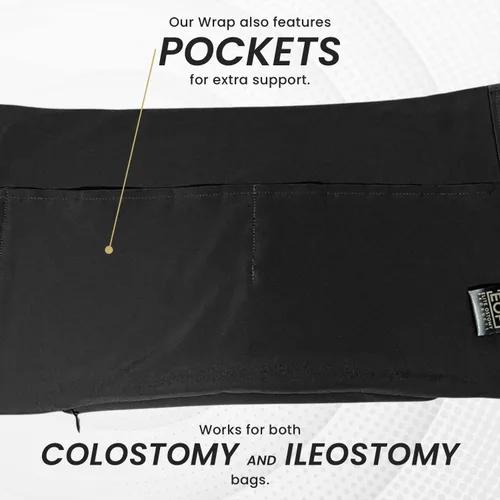 Vista 5 de Envoltura de soporte Elite para ostomía con bolsillos y cremallera invisible