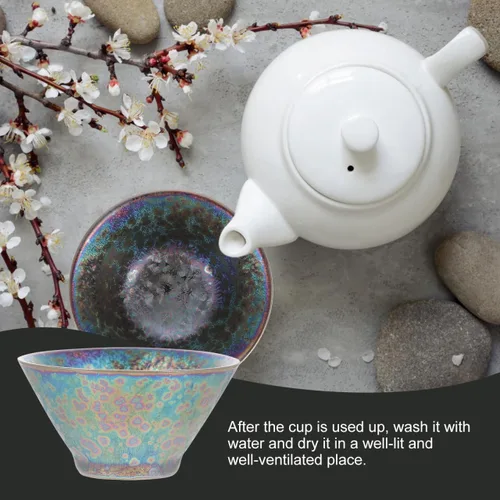 Vista 3 de LIFKOME Taza de té china hecha a mano Jian Ware JianZhan Taza de té china imitación de la dinastía tradicional de la canción JianZhan Temmoku Negro
