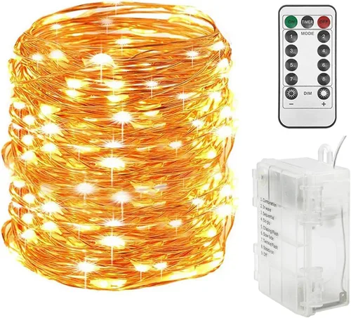 Vista 13 de Twinkle Star, 5 pulgadas para interior y exterior, luces LED en guirnalda operadas por batería, impermeables con control remoto, temporizador y 8