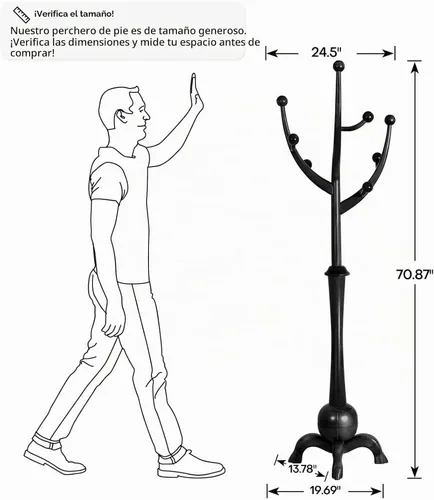 Vista 2 de Perchero de Pie de Madera Resistente con 8 Ganchos, Diseño Único con Aspecto de Rama de Árbol, Perchero de Árbol Premium para Colgar Ropa con Base