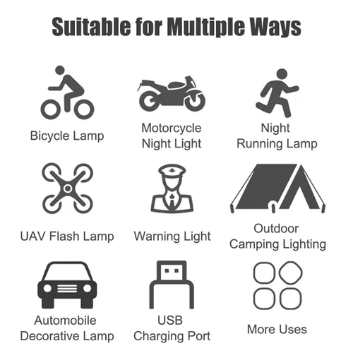 Vista 6 de Mini luces USB recargables 7 colores LED luces de carretera luz de emergencia alto brillo IP68 impermeable montar anticolisión luz de señal nocturna