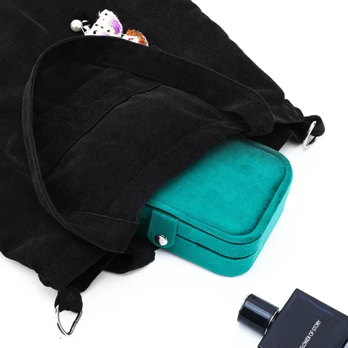 Vista 6 de Fixwal Caja de viaje de terciopelo de felpa, organizador de joyas de viaje pequeño para mujeres y niñas, joyero portátil con espejo para anillos