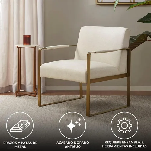 Vista 3 de Martha Stewart Upholsterd - Silla decorativa para sala de estar, diseño moderno, cómodo cojín de espuma para asiento de dormitorio, sala de estar