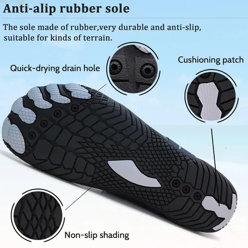 Vista 3 de Aoikoy Zapatos acuáticos para mujer y hombre, zapatos de agua descalzos, unisex, de secado rápido, para correr, gimnasio, fitness, para playa, yoga
