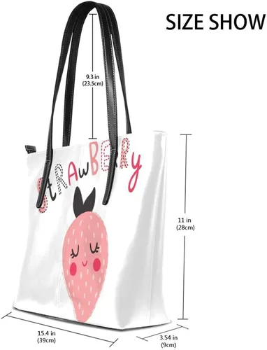 Vista 2 de Grandes bolsas de mano de trabajo de las mujeres de la PU de cuero de la moda linda de la fresa bolsos del comprador bolso casual