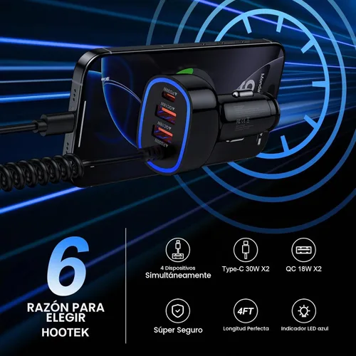 Vista 7 de 60W tipo C cargador de coche súper rápido Samsung para Galaxy S26/S25 Ultra Todo negro