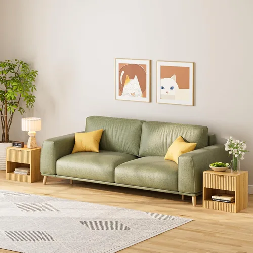 Vista 6 de Mesita de noche pequeña, mesita de noche moderna, mesita de noche con cajón y estante abierto, diseño de cubo, mesa auxiliar pequeña