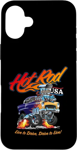 Vista 23 de Hotrod USA Design Classic Retro Muscle Car Dragster Cartoon Case for iPhone 17