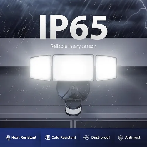 Vista 8 de Onforu Luces LED de seguridad de 55 W, luz con sensor de movimiento para exteriores, 5500 lúmenes, 6500 K, IP65 impermeable, luz de inundación