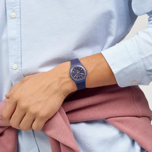 Vista 4 de Swatch Reloj Unisex Photonic Purple SO28V102, correa, Moderno