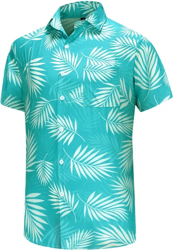 Vista 64 de KYKU - Camisa hawaiana funky para hombre, ropa tropical para vacaciones en Palm Beach