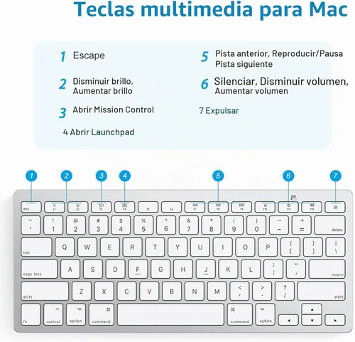 Vista 7 de OMOTON Bluetooth Keyboard Compatible with Mac ONLY, Compact Wireless Keyboard Compatible with MacBook Pro/Air, iMac, Mac mini/Pro, Silver