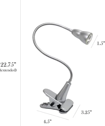 Vista 4 de Simple Designs LD2015-SLV 1W LED cuello de cisne Clip luz lámpara de escritorio